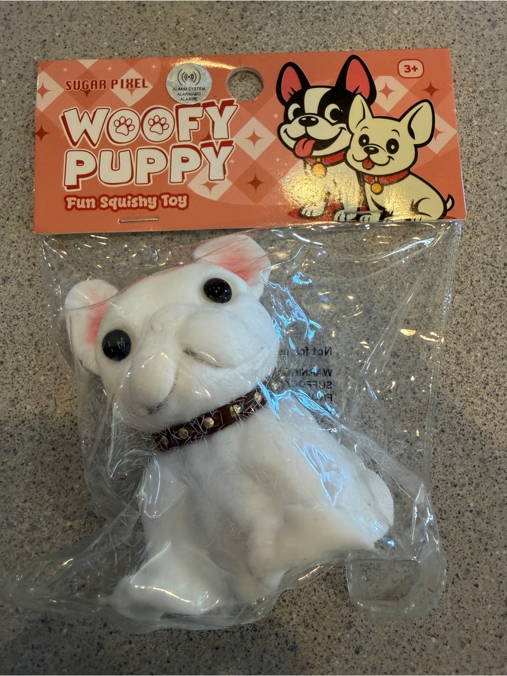 New Squishy Sugar Pixel Woofy Puppy White French Bulldog Frenchie Dog Toy